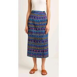 Vtg Bonjour Southwestern Aztec Boho Midi Wrap Skirt Women 6 90s Western Hippie